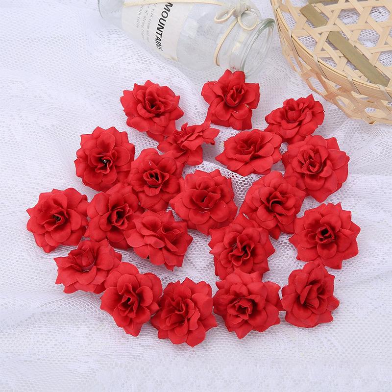 5/10/20Pcs 4.5cm Red Silk Artificial Rose Heads for Home Room Decorations Wedding Decoration DIY Bride Wreath Accessories
