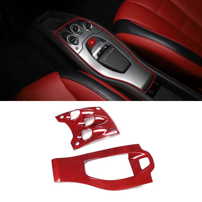 For Ferrari 458 2011-16 Red Real Carbon Fiber Car Gear Panel Glass Lift Switch Door Handle Cover Decoration Sticker Accessories
