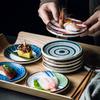 Japanese Sushi Plate Ceramic Dish for Restaurant Commercial Use Sashimi Salmon Appetizer Round Tray