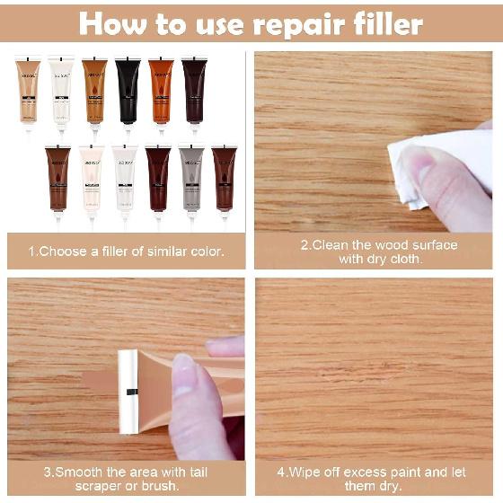 SEISSO Furniture Repair Kit For Scratched Wood Material Marker Pen 12 Color Furniture Touch-Up Pen Wood Filler Upgraded Wood Repair Kit Repair Wooden