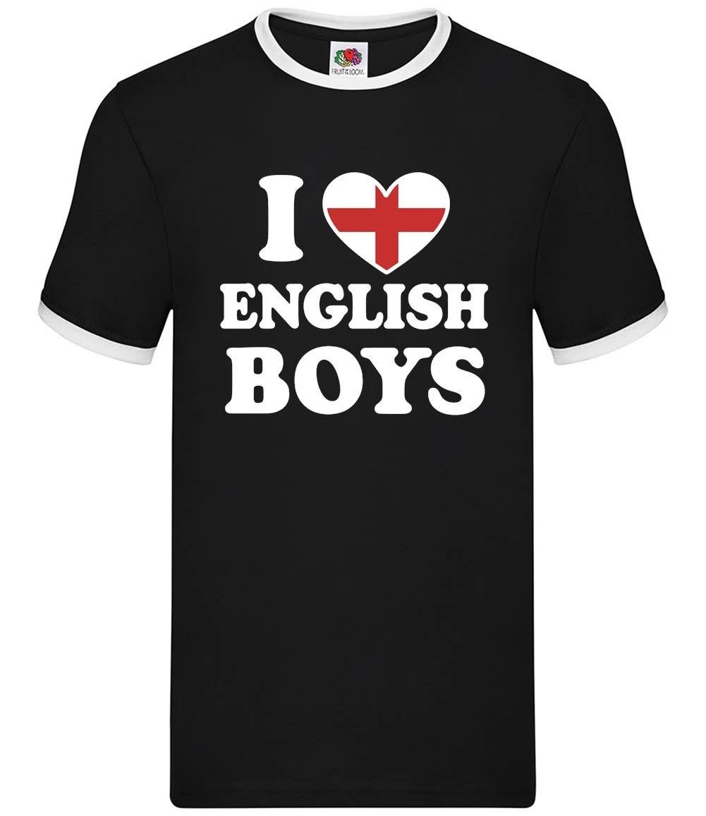 I Love English Boys - Mens Ringer - Funny British Britain Heart England L