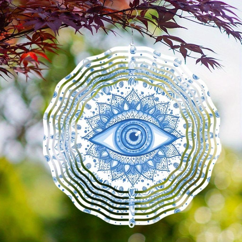 3D Metal Eye Design Wind Chime for Indoor Outdoor Garden Patio Decoration Holiday Gift for Thanksgiving Christmas Halloween Mothers Day