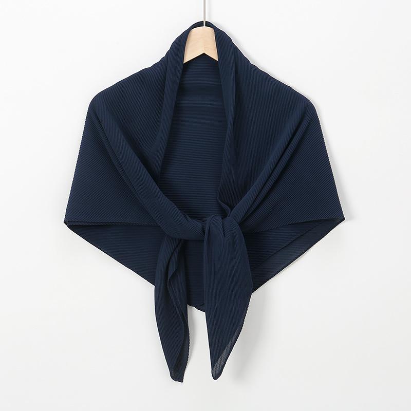 New hot-selling chiffon crumpled square scarf, solid color fashionable pleated shawl bag head multi-purpose yarn scarf