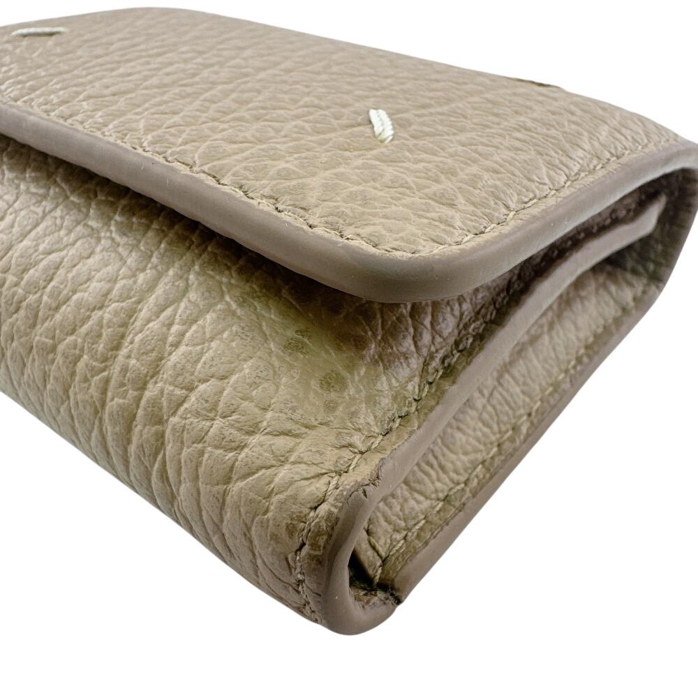 Maison Margiela SA3UI0010 Compact Wallet 4 Stitches Leather Tri-fold Wallet Beige Leather Used