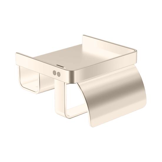 Wall Mounted Toilet Paper Holder Toilet Roll Holder with Garbage Bag Compartment Open Shelf Splash-Proof Multifunctional Toilet Paper Dispenser for