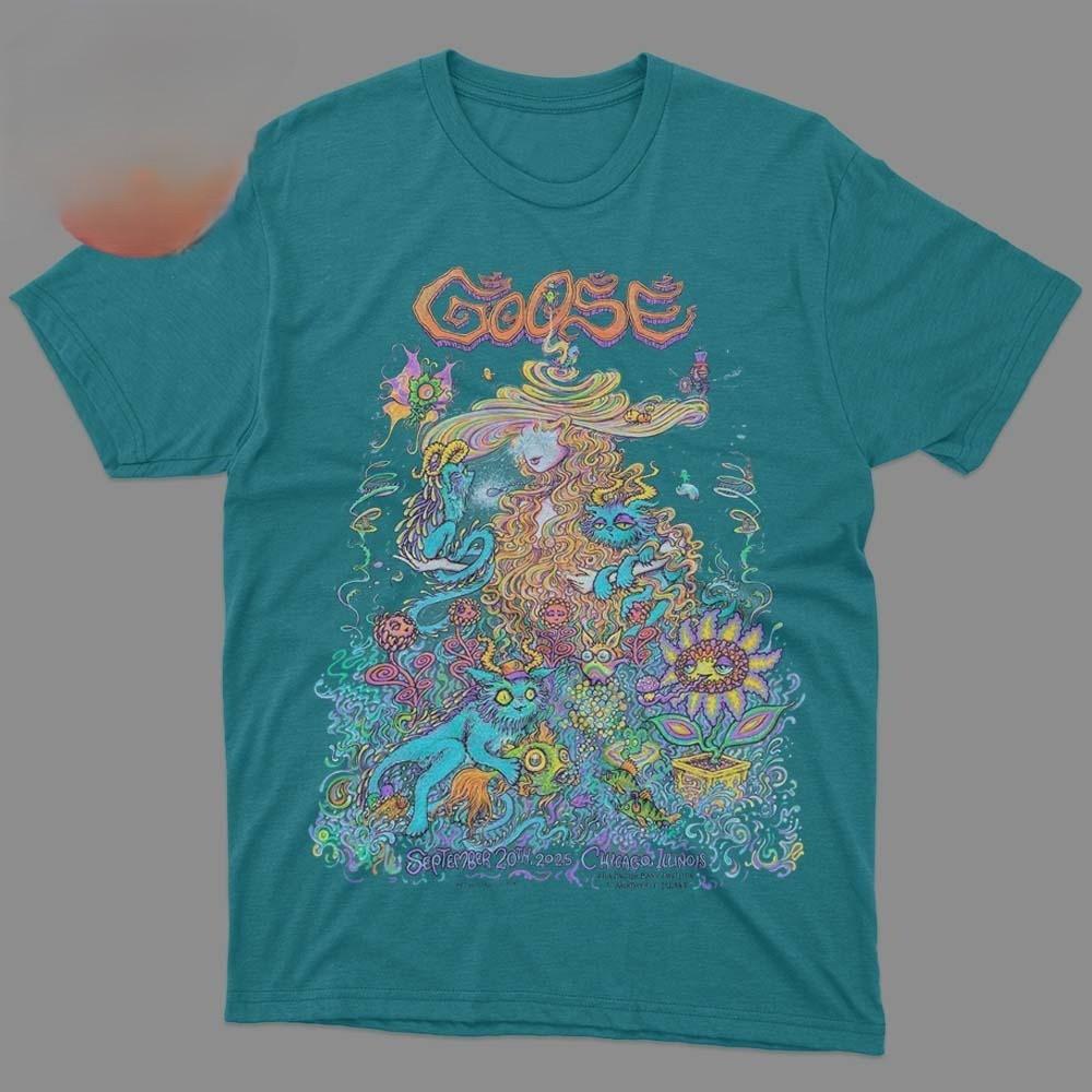 НОВЫЙ Goose Чикаго Иллинойс Huntington Bank Pavillion 20 сентября 2025 г. ПЕРЕПЕЧАТКА Футболка Унисекс Футболка XXL