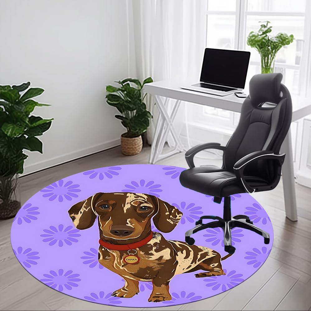 1pc Dachshund Office Round Rug, Non-slip, Soft and Durable Office Rug for Interior Decoration, Perfect for Office, Beautiful Decoration Yy260324094