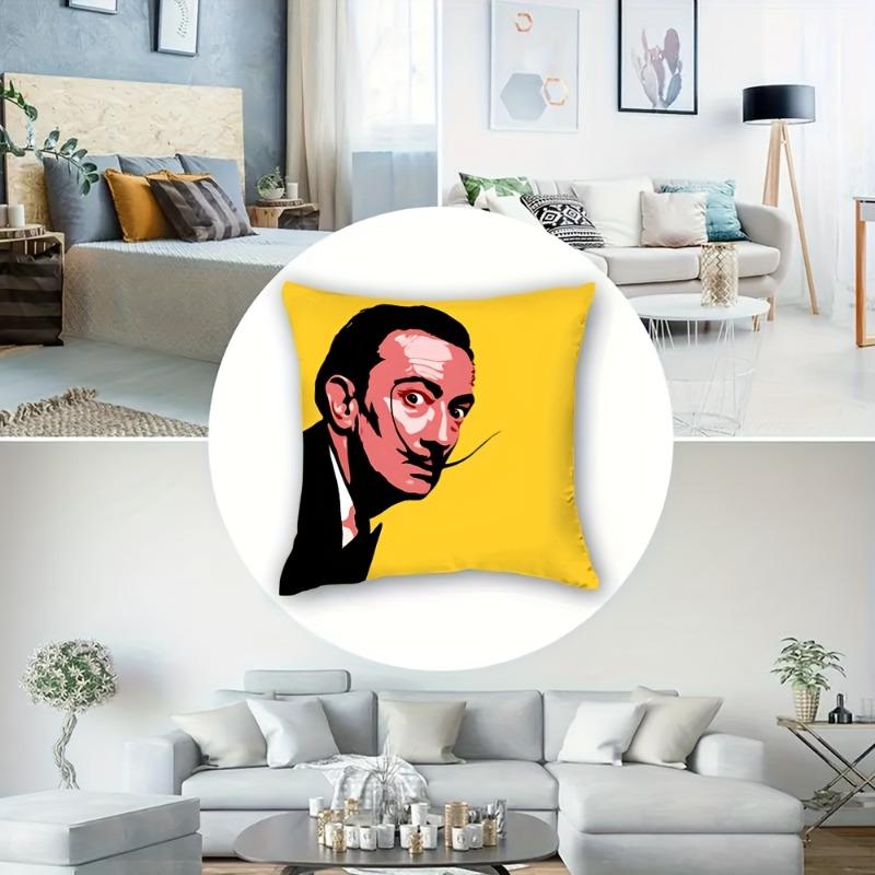 1Pc Surrealist Artist Salvador Dali Polyester Cushion Cover 2D Double-Sided Print, Decorative Pillow Case For Home Decor, Ideal