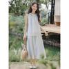 Summer New Sleeveless Neck Top + Medium and Long Skirt Fairy Set Two-piece Set