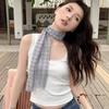 Plaid Long Neck Scarves Summer Polka Dots Korean Summer Long Scarf Light Hair Band Breathable Aesthetic Neck Accessory Gift