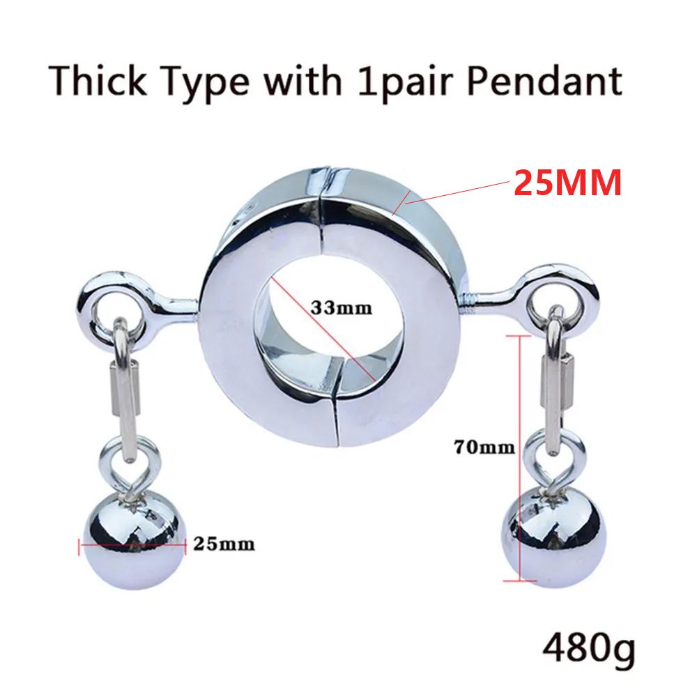 Heavy Metal Penis Ring Testicle Ball Stretcher Scrotum Cock Rings Locking Pendant Weight Male Chastity Sex Toys For Men Gay