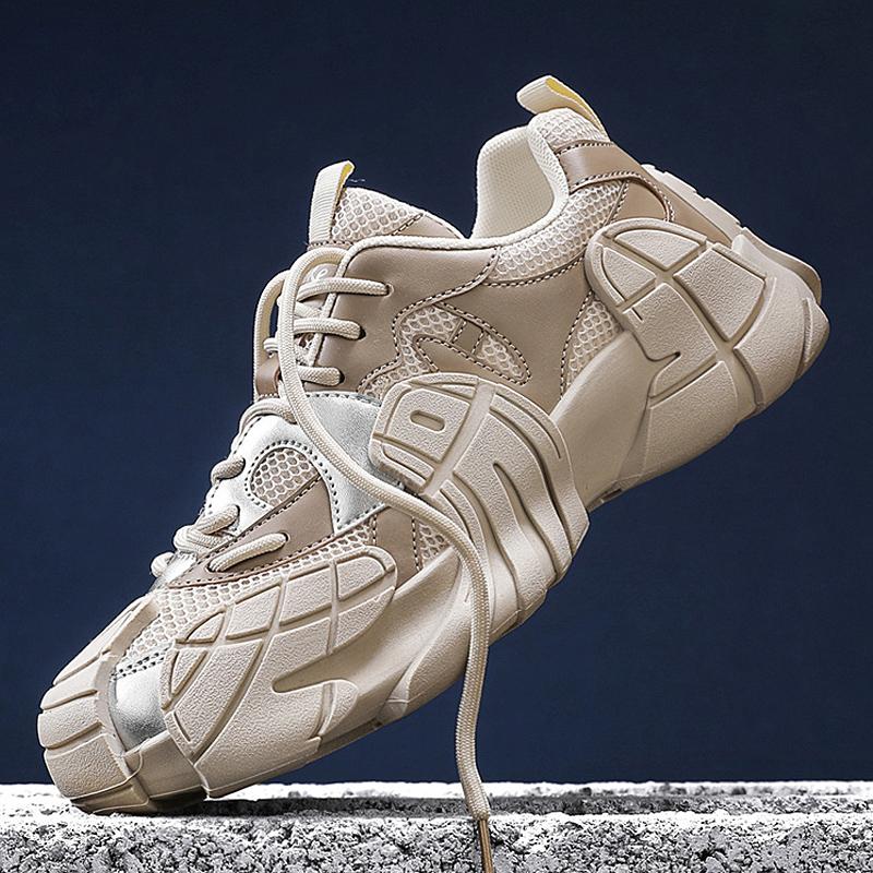 Fashion Men's Casual Sports Shoes Thick Bottom Breathable Outdoor Leisure  Summer New Style Dad Leather Mesh Shoes