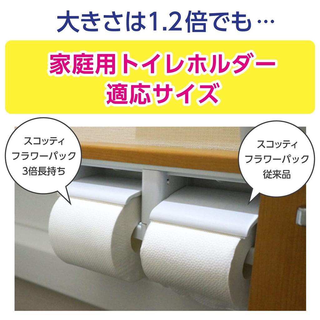 Toilet 3x Longer 12 Scotti Flower Pack Double, Lasting, 75m, Rolls,