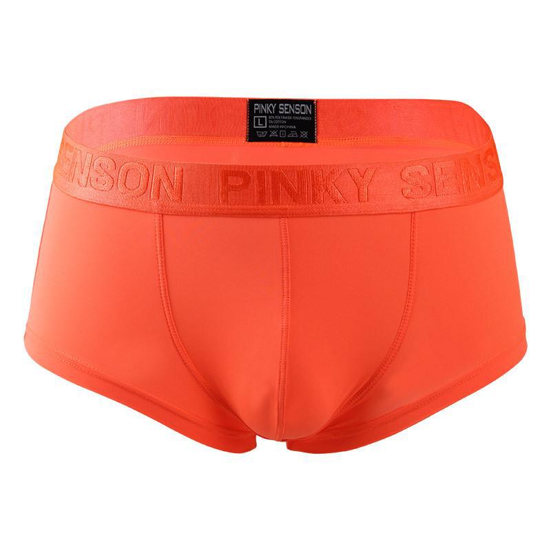 

Мужские трусы-боксеры из нейлона Ice Silk с низкой талией — сексуальные, тонкие, широкие эластичные L оранжевый