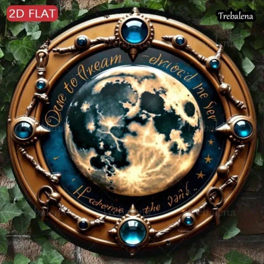 

2D Flat Metal Sign Vintage Steampunk Wall Art Moon Stars Design Mystic Moonlight Home Decor Celestial 20x20 різнокольоровий
