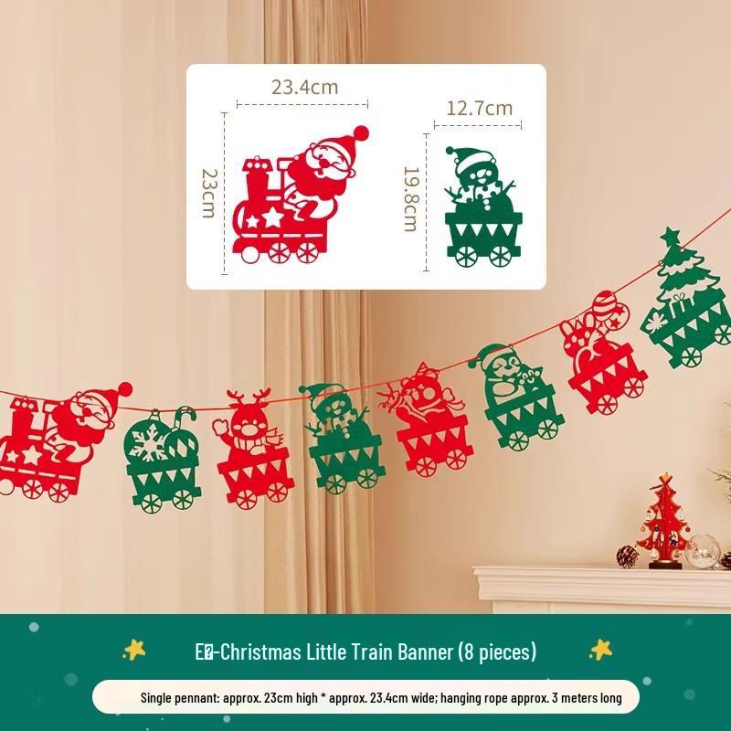 Christmas Tree Hanging Ornaments & Festive Decorations with Atmosphere Lights & Pull Flowers