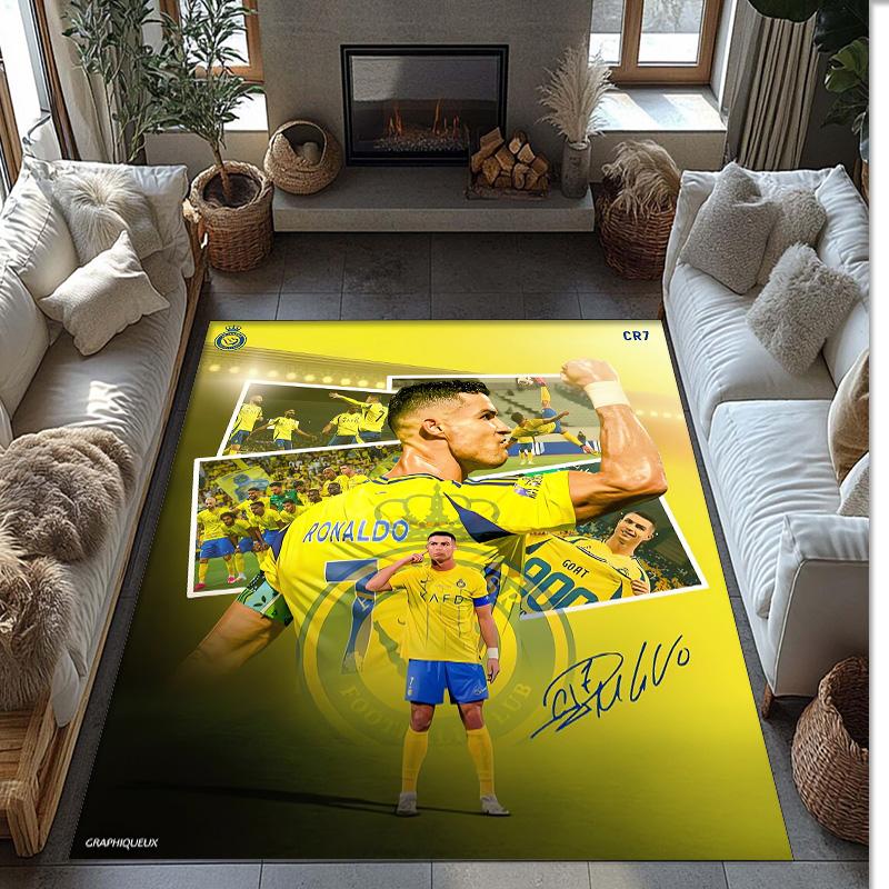 Cristiano Ronaldo Nadrukowany Flanelowy Dywanik Obszarowy Antypoślizgowy Miękki Poliestrowy Dywanik Podłogowy Mata Dekoracyjna do Sypialni Salonu Kanapy