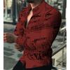 Men's Colorful Geometric Grid Long Sleeve Shirt with 3D Digital Printing Flip Collar, Party Trendy Men's Top