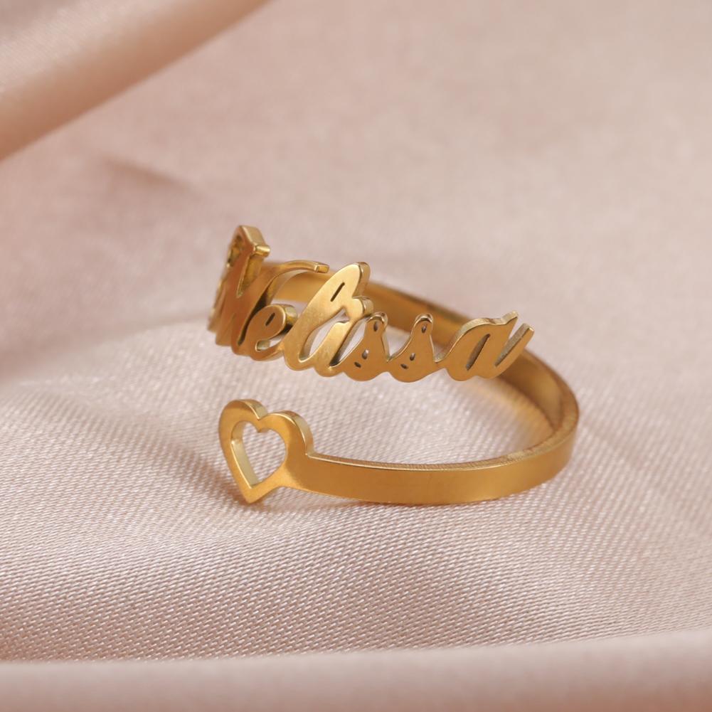 Custom 3 Double Finger Ring Personalized Family Couple Mother Father Gift For Women Men Gold Color Stainless Steel Jewelry
