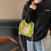 Borsa a tracolla in nylon ricamato da donna, alla moda, a forma di ciambella, borsa a spalla e portamonete