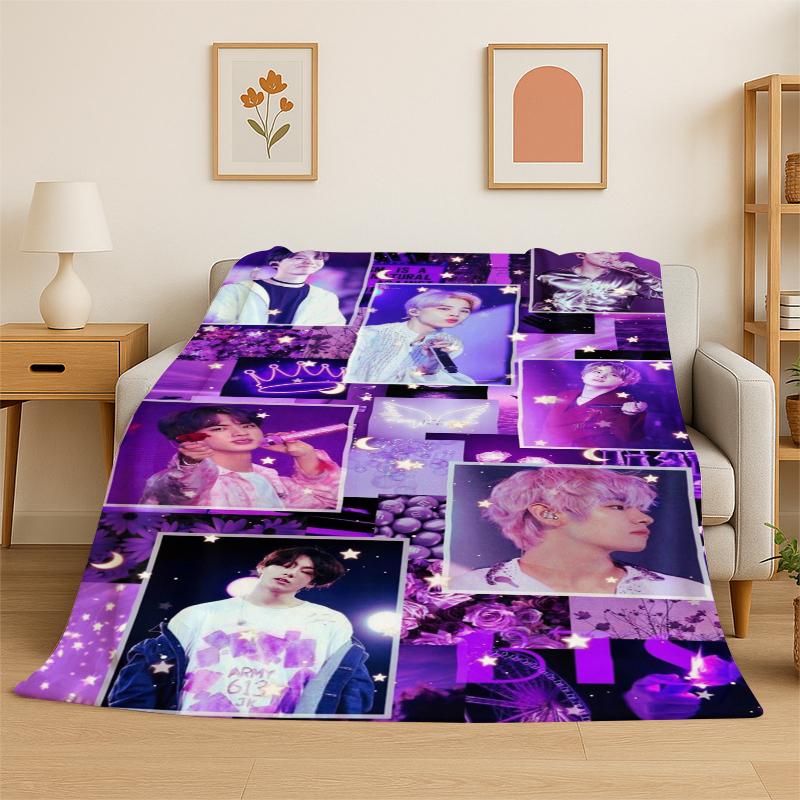 Famous B-BTS KPOP Star Soft Flannel Throw Blanket,Warm Cozy Blanket for Bed,Couch,Sofa,Bedroom,Living Room,Travel,Camping Gift