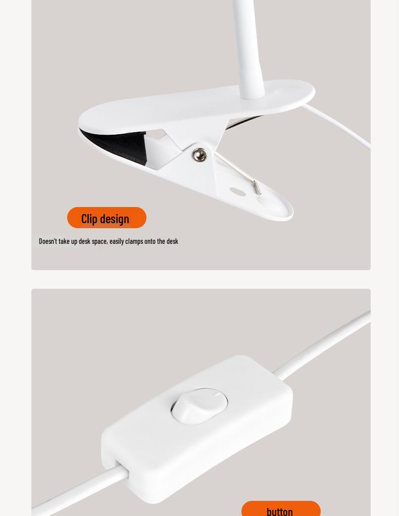220V LED Clip-On Full Spectrum Beauty Desk Lamp for Manicure, Microblading, and Reading