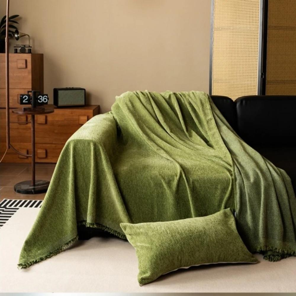 Herringbone Texture Chenille Couch Cover Solid Color Sofa Blanket Universal Sofa Cover  Bed