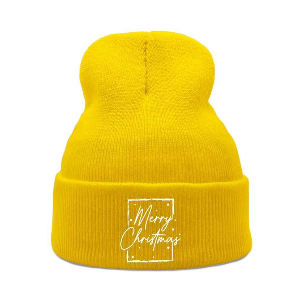 Merry Christmas Print Unisex Winter Hats Knitted Cap Beanie Caps For Man Sporting Cozy Beanie Ideal Choice For Daily Wear