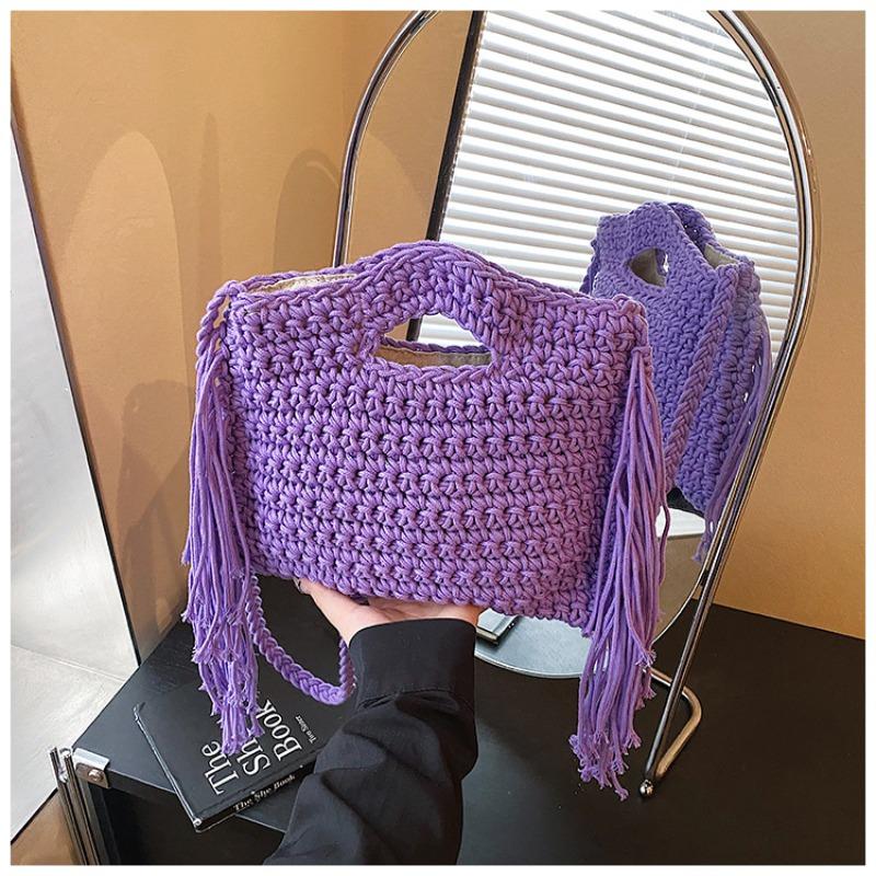 Sommer Mode Handtasche Tasche Damen neue einfache gestrickte Fransen kleine quadratische Tasche High-End Umhängetasche