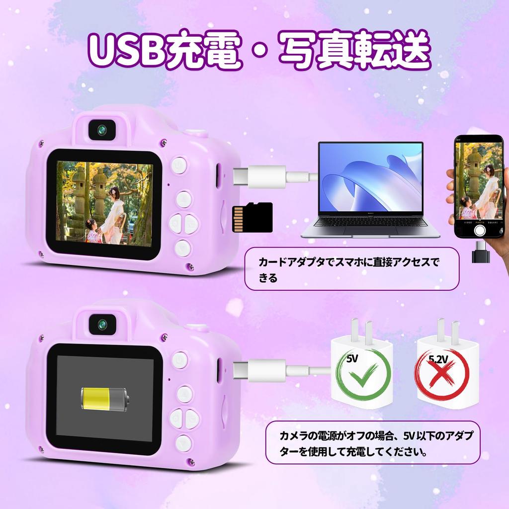 SWEETY DOLLY Kids Camera for Girls and 32GB Memory Smartphone 1080P HD Dual USB Birthday New Gift for Ages and Japanese Instruction Manual Boys, Card,