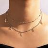 Boho Star Moon Heart Snake Sequin Pendant Necklace Ladies Multilayer Gold Metal Clavicle Necklaces Girls Jewelry