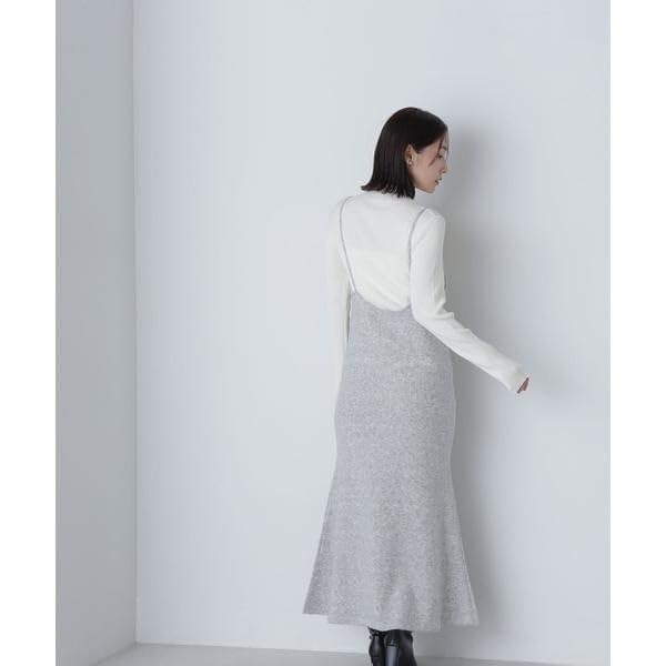 Beauty Casual Dress Knit Cami Dress Set for Blue X Charcoal [Natural Basics] Women,