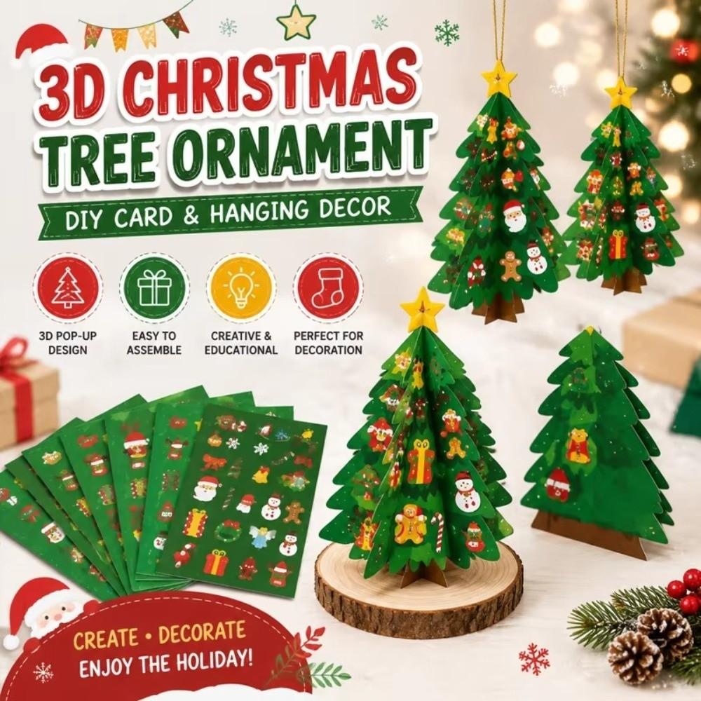 1 Set 3D Christmas Tree Craft Kit Decorative Paper Xmas Tree Hanging Ornaments  Christmas Party