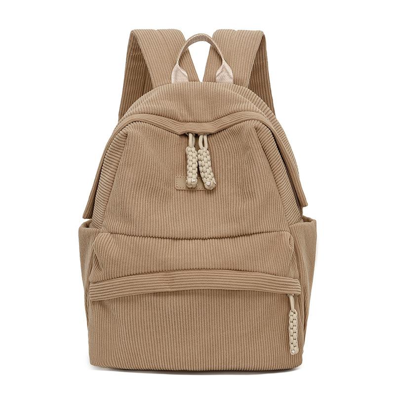 Schoolbag Backpack Corduroy Ladies Large Capacity Leisure Bag Student Bag Travel To Work Multi-pocket Lightweight