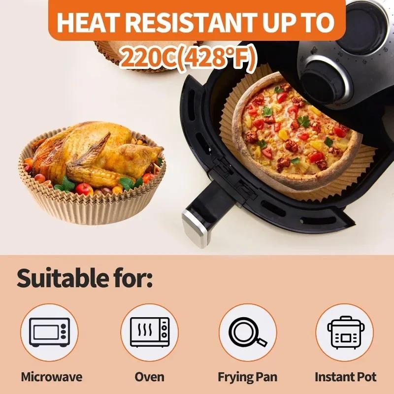 Air Fryer Paper Liners,Non-Stick Parchment Paper,Oil Resistant,Disposable Food Grade Free of Bleach Paper for  Air Fryer Baking
