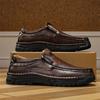 38-48 Men's Casual Shoes Handmade Rubber Soft  Driving Car Men's Shoes Outdoor Waterproof Boots Men's Shoes Men's Genuine Leather Moccasins