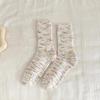 Zhuji Women's Korean-Style Thickened Polka Dot Mid-Calf Socks - Autumn/Winter Warm Long Pile Design