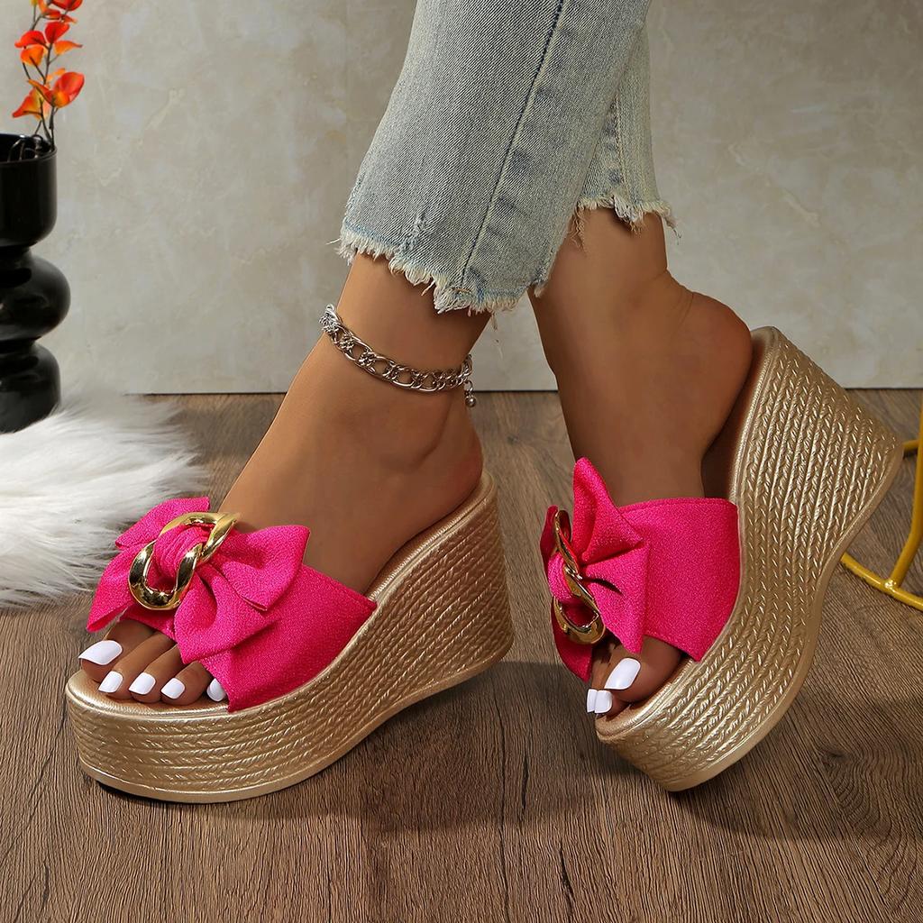 Fashion Women Sandals Fashion High-heeled Summer Bow Comfortable Elegant Platform Women 2025 New Designer Shoes Wedges Sandals Women