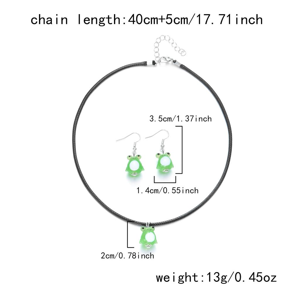 Cute Little Green Frog Colored Glazed Earrings Ear Hook For Women Dangle Earrings Pendant Necklace Party Holiday Jewelry Gifts