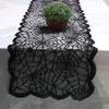 Spooky Halloween Table Cover, Polyester Cobweb Laces Table Runner Party Decoration Cloth for Haunted Environment