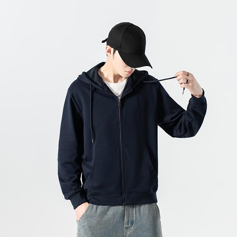 Men's 100% Cotton Hooded Zipper Cardigan Sweatshirt - 2025 Autumn/Winter Casual Loose Fit Jacket for Couples