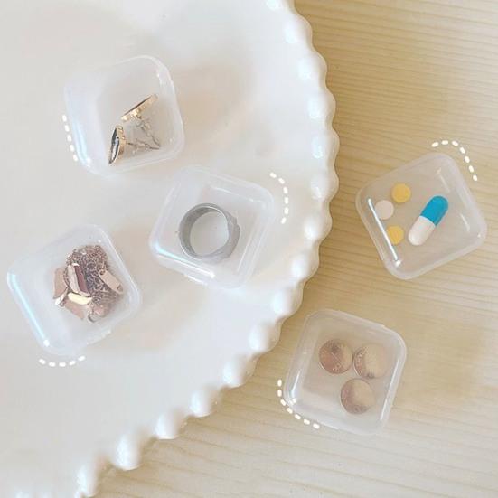 

100 шт., прозрачная пластиковая шкатулка для драгоценностей с откидной крышкой, мини-компактный квадратный контейнер для хранения ювелирных изделий для колец, сережек