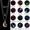 3 stycken/set Zodiak Retro Månsken Hänge Halsband Set med Födelsestenkort, Födelsedagspresent till Bästa Vänner och BFFs