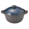 Saji Pottery Earthenware Pot, Barone Blue, 18.5cm, Banko Ware, Small Casserole Pot, 10-159