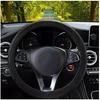 Leather Car Steering Wheel Cover Breathable Anti-Slip 15''/38cm Black Universal