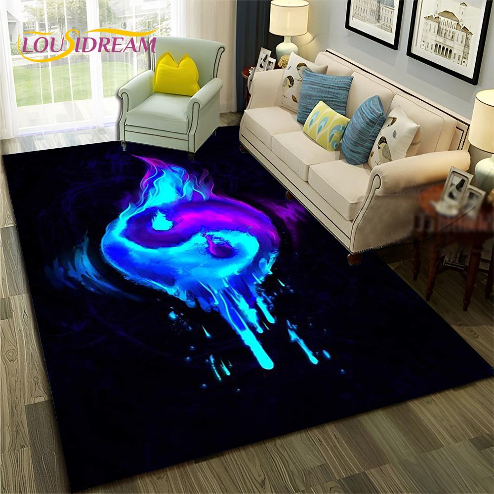 Chinese Bagua Yin Yang 3D Tai Chi Carpet Rug for Home Living Room Bedroom Sofa Doormat Decor,Child Area Rug Non-slip Floor Mat