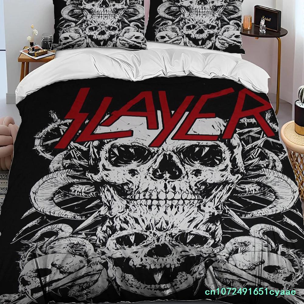 Slayer Heavy Metal Band Music Comforter Bedding Set,Duvet Cover Bed Set Quilt Cover Pillowcase,king Queen Size Bedding Set Boys