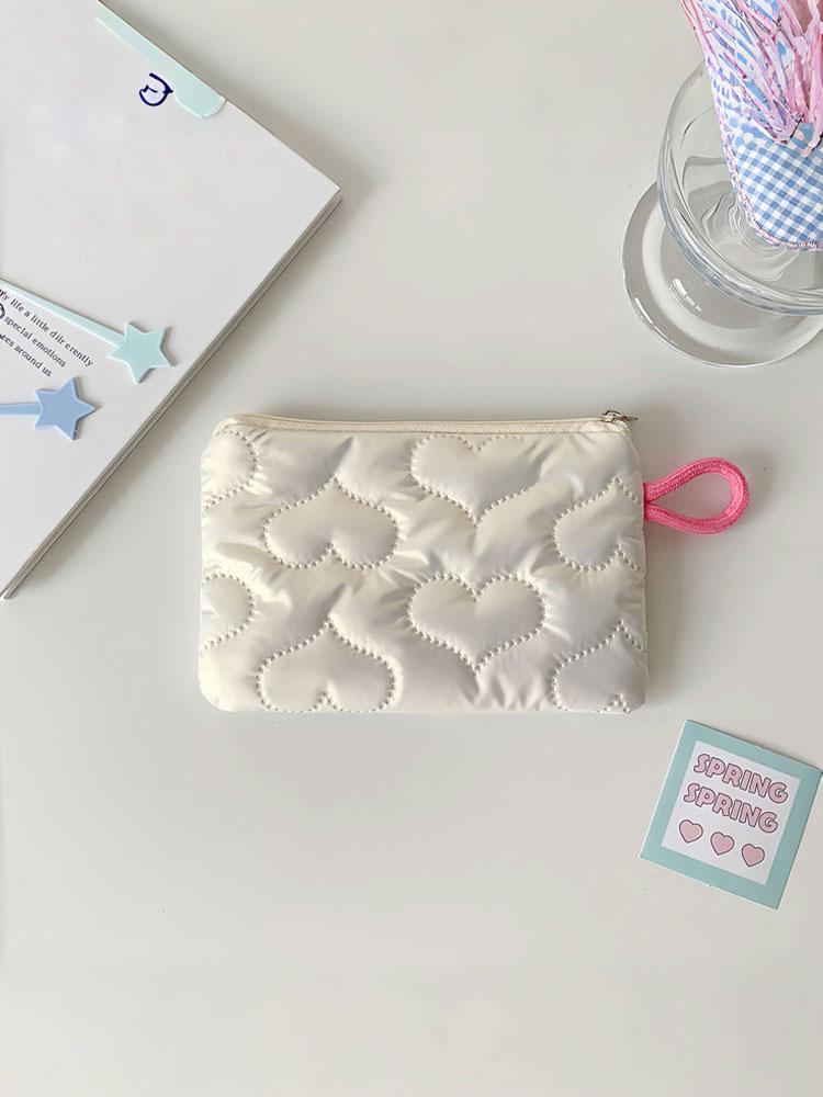1PC autumn and winter bow silver gloss makeup bag small portable cute earphone data cable storage bag wallet