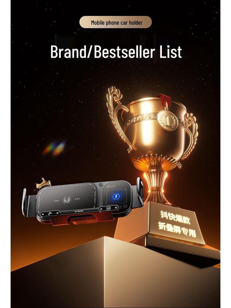 Foldable Phone Car Mount with Wireless Fast Charging - Compatible with Huawei & Samsung, Air Vent Clip