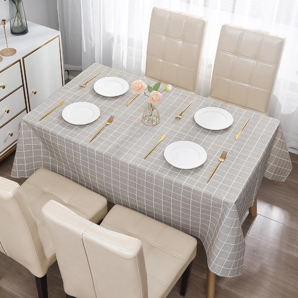 PEVA Table Cover Waterproof Oilproof Grid Tablecloth New Dining Table Colth  Home Kitchen